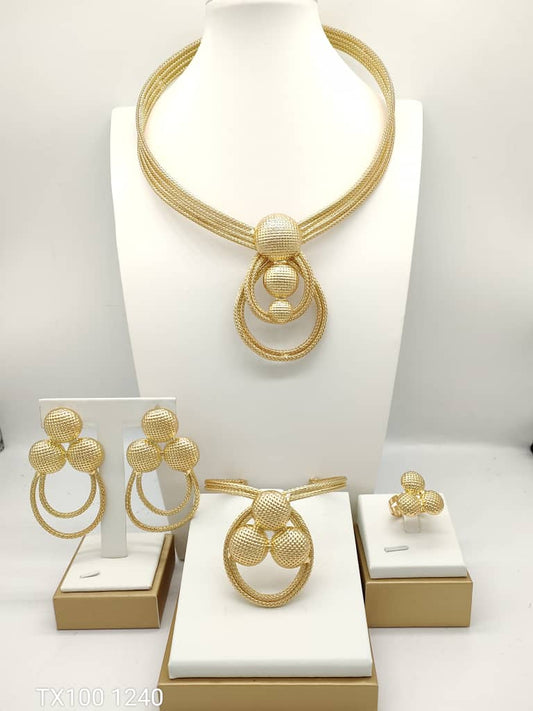 New Design Real Gold Jewelry 18K Solid Gold Necklace Gold Plated Snowflake Necklace Jewelry Set