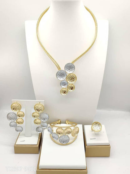 Fast Shipping Woman Anniversary Gift Jewelry Set Gold Plated Zircon Necklace And Earrings Ring Women Jewelry Set